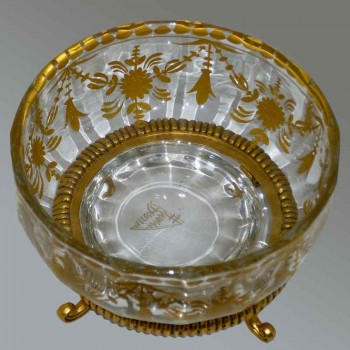 Cuenco de cristal y bronce dorado Daum Nancy