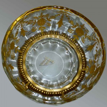 Cuenco de cristal y bronce dorado Daum Nancy
