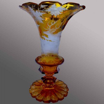 Bohemian crystal, crystal horn vase 19th century