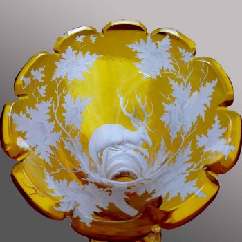 Bohemian crystal, crystal horn vase 19th century