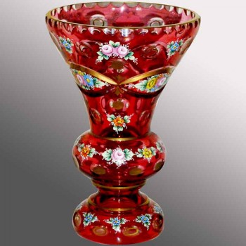 Antike böhmische Vase aus Cranberry-Kristall
