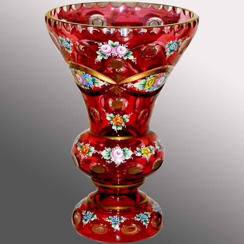 Antike böhmische Vase aus Cranberry-Kristall