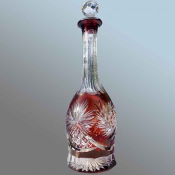 Decantador de cristal bohemio rosa magenta