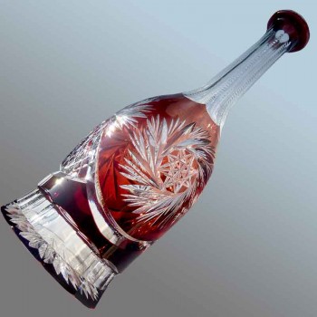 Carafe en cristal de Bohème rose magenta