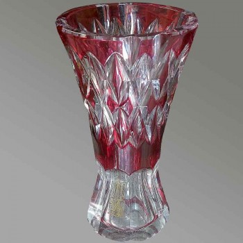 Vase en cristal Val Saint Lambert gravé à l'or fin époque Art Déco