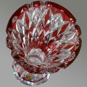 Val Saint Lambert crystal vase engraved with fine gold Art Deco period