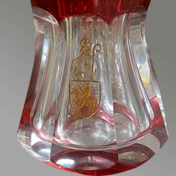 Vaso in cristallo Val Saint Lambert inciso con oro fine periodo Art Déco