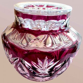 Pinholders de Val Saint Lambert florero rojo cristal Val Saint Lambert inicios siglo XX