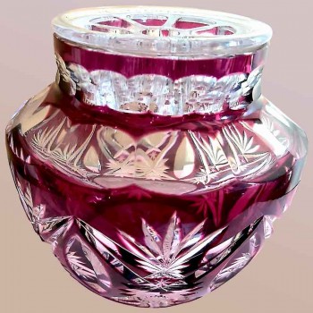 Val Saint Lambert Red crystal flowerpot vase from Val Saint Lambert early XXth century