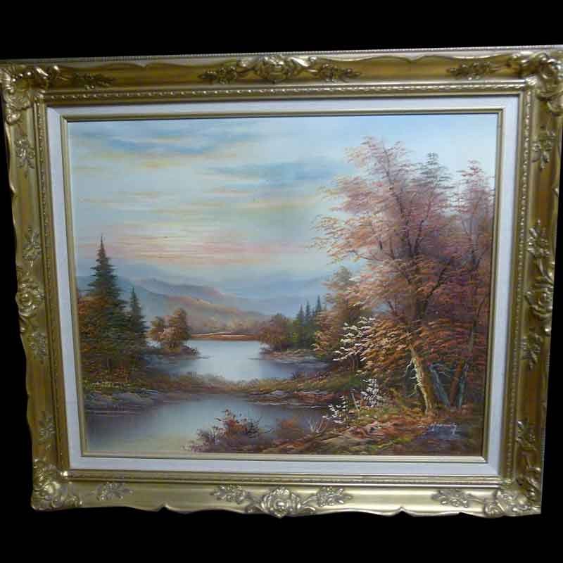 pintura de lago de montaña
