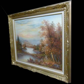 dipinto di un lago di montagna