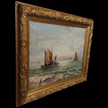 Marine painting oil on canvas by Armand Van Romprey 20th century