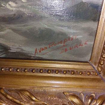 signed marine oil painting