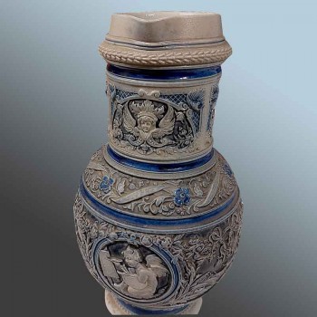 pichet ancien westerwald gres emaille bleu gris renaissance