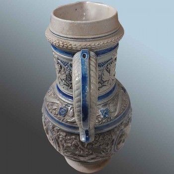 pichet ancien westerwald gres emaille bleu gris renaissance