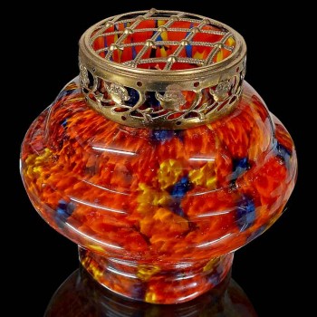 Kralik Art Deco multi-layered glass flower vase, orange