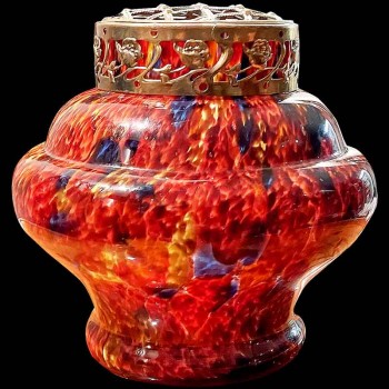 Kralik Art Deco meerlaagse glazen bloemenvaas, oranje