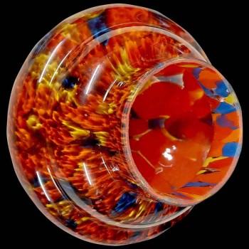 Kralik Art Deco multi-layered glass flower vase, orange