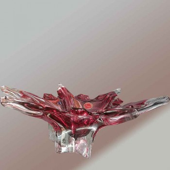 Coupe, vide poche vintage en cristal de Murano couleur rubis