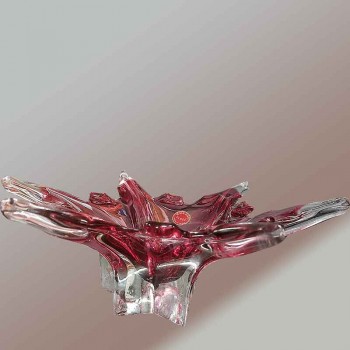 Coupe, vintage lege zak in robijnkleurig Murano-kristal