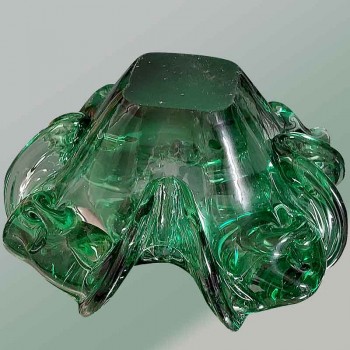 Ciotola in cristallo di Murano vintage turchese in verde chiaro