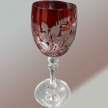 Bohemian crystal liqueur glasses engraved 19th century