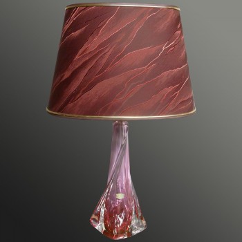 Lámpara de mesa vintage de cristal Val Saint Lambert 1950-1974