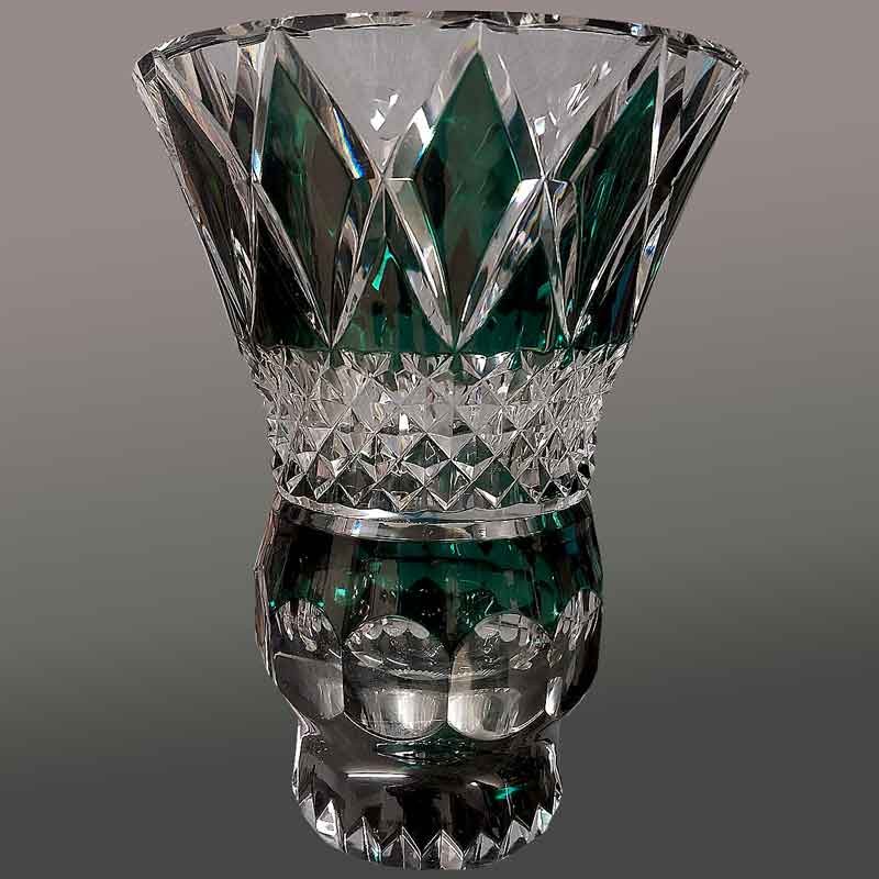 Vase cristal Val Saint Lambert Graffart vert émeraude Art Déco