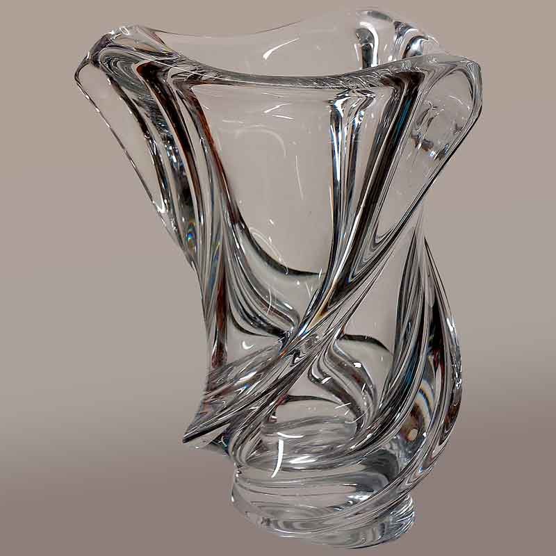 Vase cristal Val Saint Lambert Bon design vintage 1950 massif