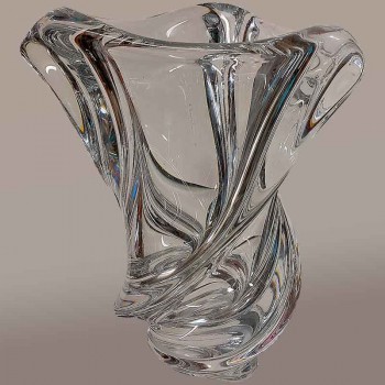 Vaso in cristallo Val Saint Lambert, bel design vintage, anni '50, massiccio.