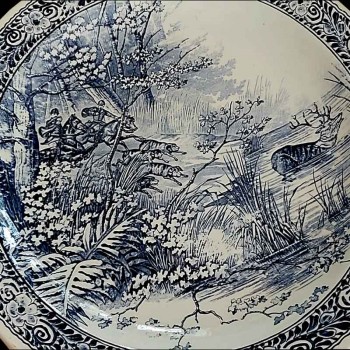 Plato de pared de caza Delft Boch Royal Sphinx, estilo vintage de 1950.