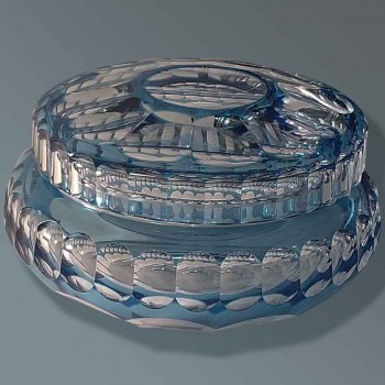 Val Saint Lambert blue Art Deco crystal candy dish by Joseph Simon