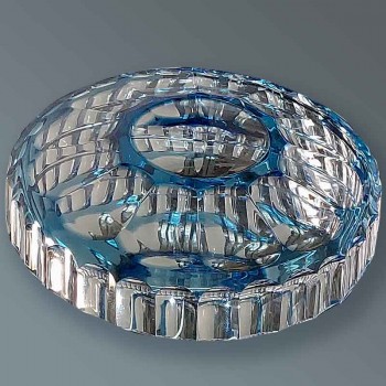 Val Saint Lambert blue Art Deco crystal candy dish by Joseph Simon