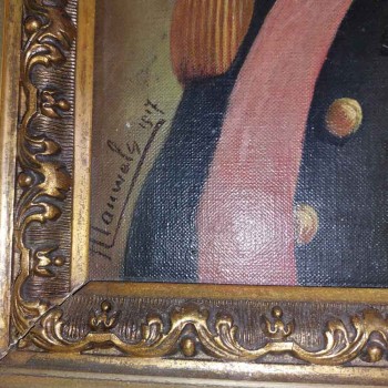 Portrait roi Albert 1 Belgique huile sur toile encadrée ancien