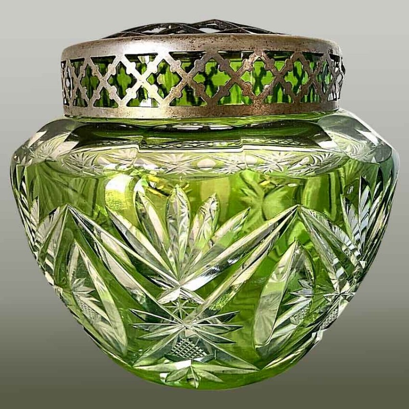 Antique Val Saint Lambert crystal flower frog vase Art Nouveau 1900