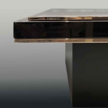 Mesa de centro vintage de estilo Regencia de los años 70 con espejo dorado.