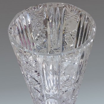 Val Saint Lambert hand-cut crystal vase with rich Bohemian-inspired decoration