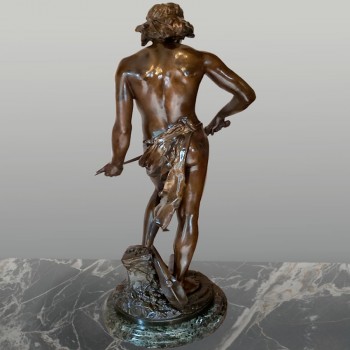 Gaudez sculpture of a gladiator, 19th century, spelter and marble, signed