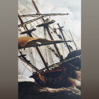 Tableau marine tempête navire école hollandaise XIXe siècle