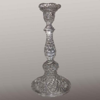 Scailmont Art Deco crystal candlesticks with diamond points, signed