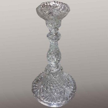Bougeoirs cristal Scailmont Art Déco pointes de diamant signés