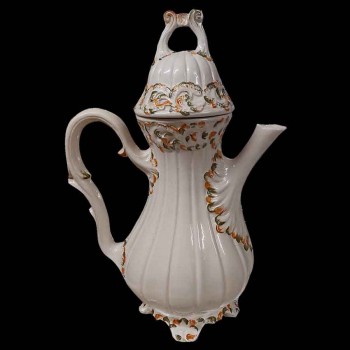 Large Bassano porcelain ewer floral relief vintage Italian decorative pitcher