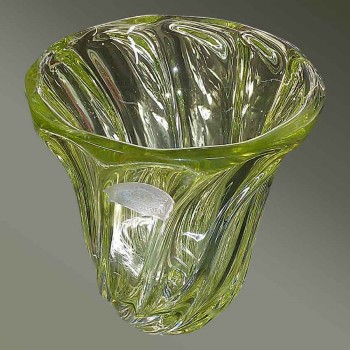 Green crystal vase from Val Saint Lambert vintage th. 1957