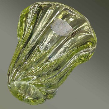 Green crystal vase from Val Saint Lambert vintage th. 1957