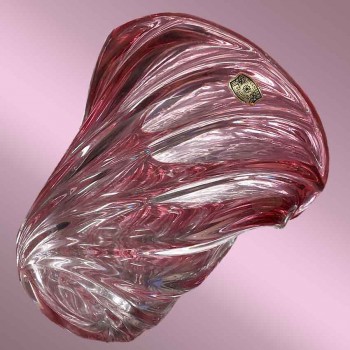 Vase Val Saint Lambert cristal rosé taillé Delvenne 1957 vintage