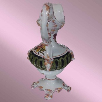 Brocca in ceramica Art Déco vintage con decorazione floreale policroma