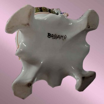 vintage Art Deco ceramic ewer with polychrome floral decoration