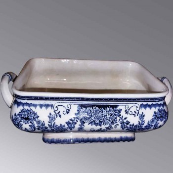 antique gien faience covered tureen art nouveau floral french ceramic