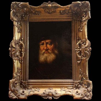 portrait homme barbu style rembrandt peinture ecole hollandaise cadre dore ancien