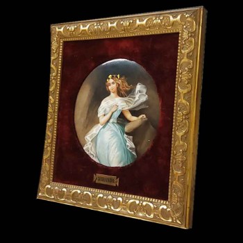 antique porcelain portrait painting miranda 1897 signed tauty lyon gilt frame